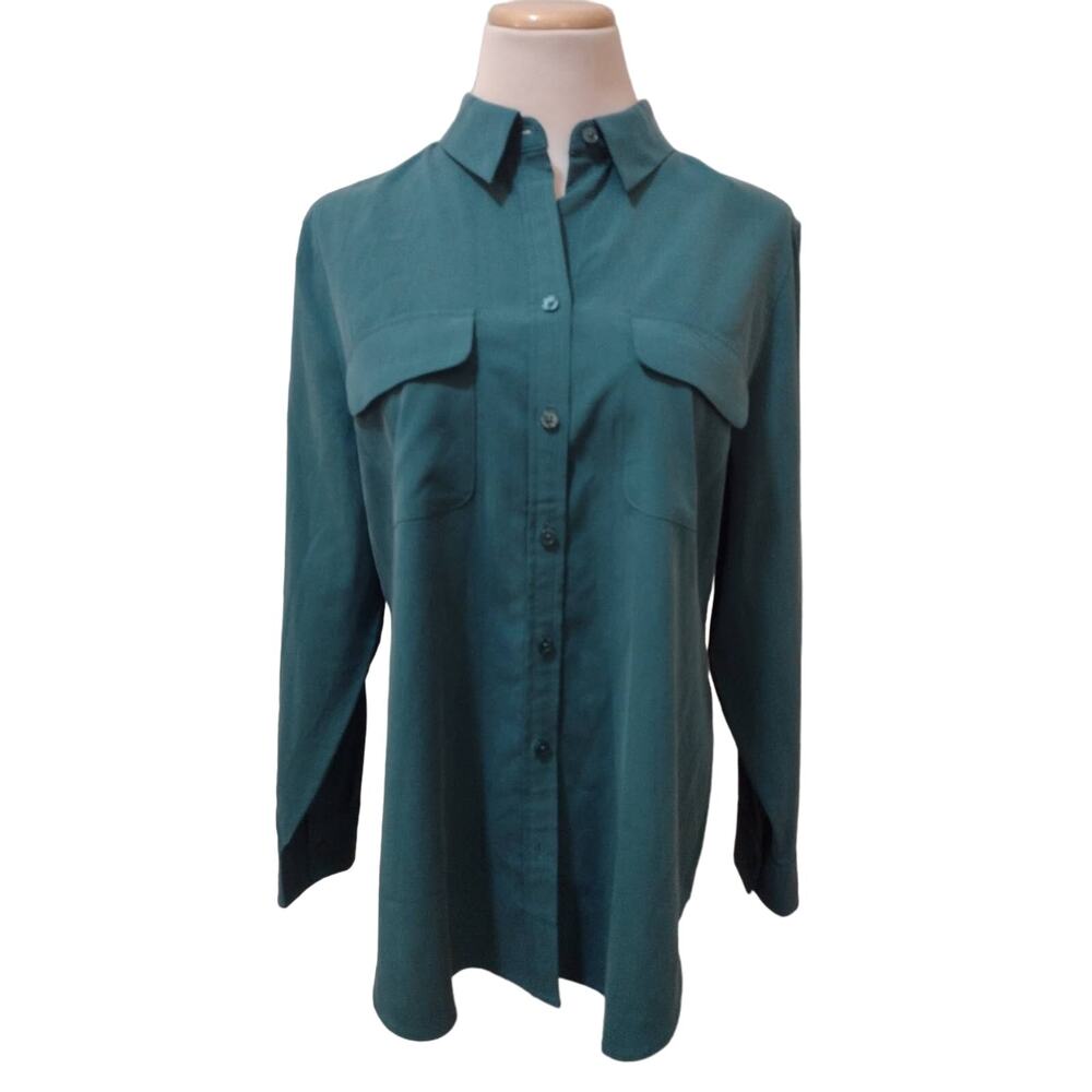 Chico's Easy Shirt Silky Soft in Turquoise Teal NWT Size 2 $79